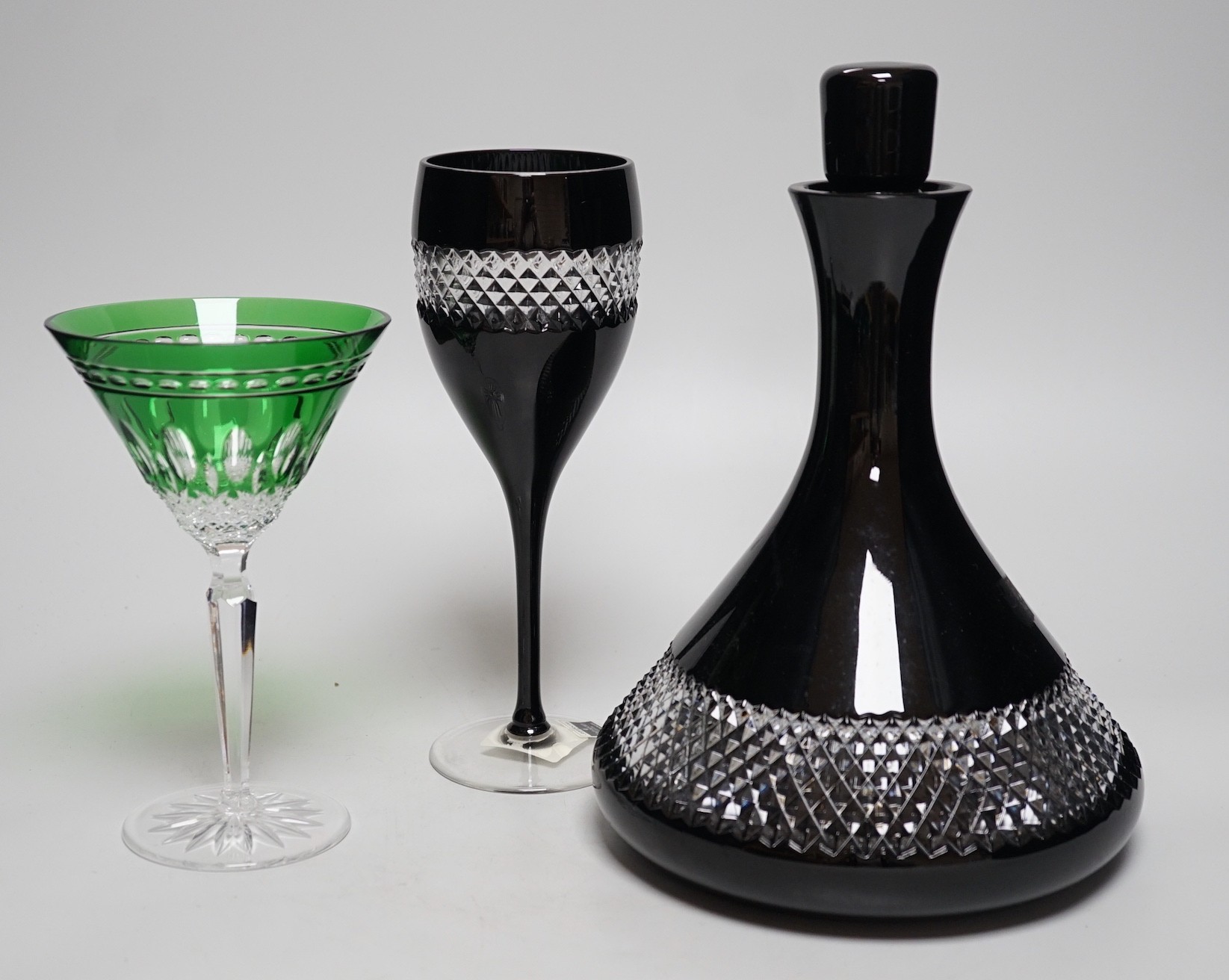 A set of four Waterford Martini glasses, 18cm, a set of six Waterford wine glasses and matching decanter